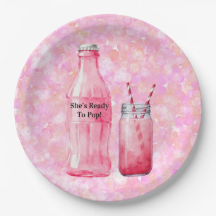 She’s Ready To Pop Girl Baby Shower Paper Plates