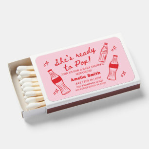 she’s ready to pop, ready to pop baby shower, cola matchboxes