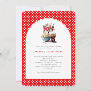 She’s Ready to Pop Retro Popcorn Photo Baby Shower Invitation