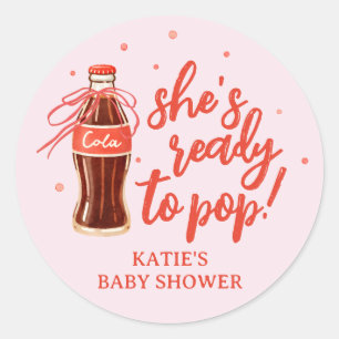 She’s Ready to Pop Retro Soda Baby Shower Favor Classic Round Sticker