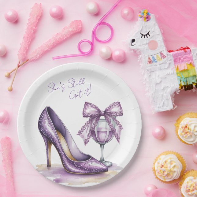 She’s Still Got It Purple High Heel Birthday Party Paper Plates (Party)