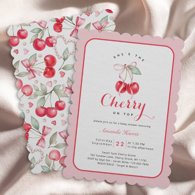 She’s the Cherry on Top Baby Shower Invitation (Cherry Baby Shower Themed Invitation)