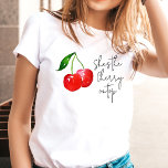 She’s the Cherry on Top 🍒 Bachelorette Party<br><div class="desc">Celebrate the bride-to-be with this chic and playful watercolor cherry bachelorette party t-shirt. Featuring a hand-painted, vibrant red cherry illustration and modern, trendy script, this "She’s the Cherry on Top" theme is perfect for a summer bridal shower, a retro-inspired weekend, or a stylish garden party. The pop of red color...</div>