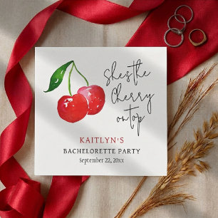 She’s the Cherry on Top 🍒 Bachelorette Party Napkins