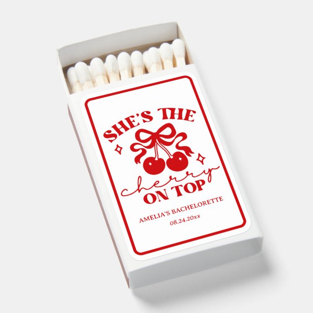 She’s the Cherry on Top, Cherry Theme  Matchboxes (Front Open)