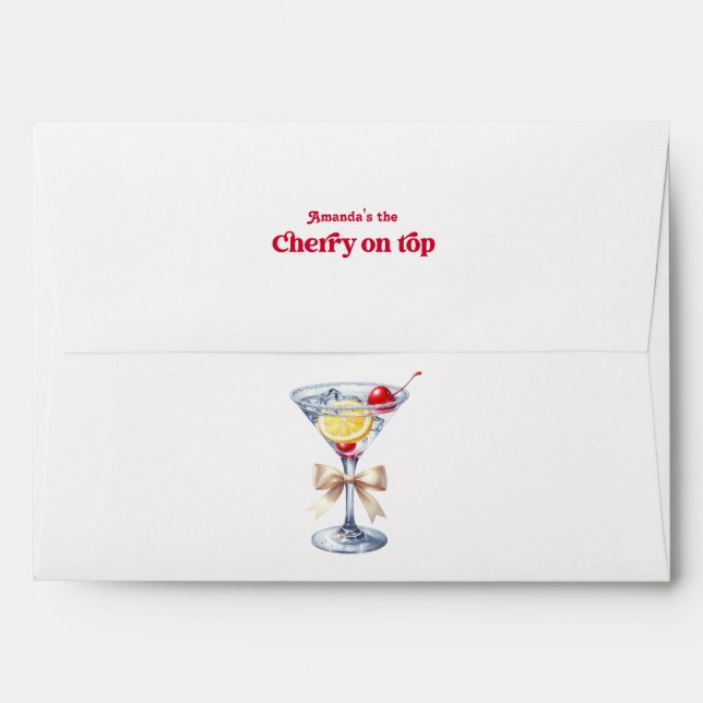 She’s the Cherry on Top Martini Birthday Party Envelope (Back (Top Flap))