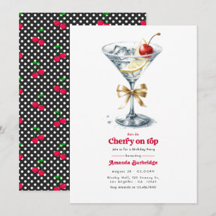 She’s the Cherry on Top Martini Birthday Party Invitation