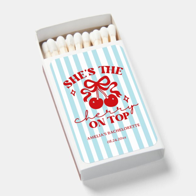 She’s the Cherry on Top Matchboxes, Cherry Theme  Matchboxes (Front Open)