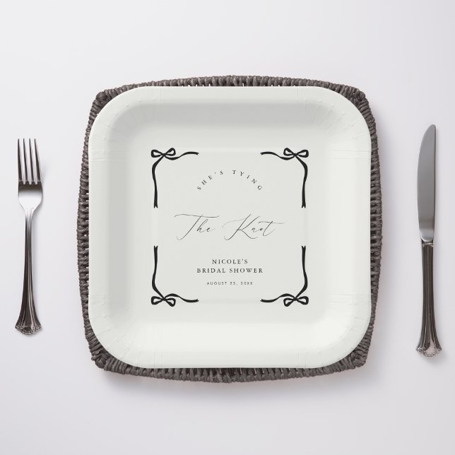 She’s Tying the Knot Black Bow Paper Plates (Creator Uploaded)
