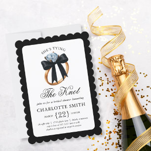 She’s Tying the Knot Black Bow Ring Bridal Shower Invitation