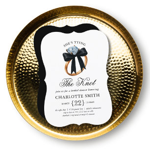 She’s Tying the Knot Black Bow Ring Bridal Shower Invitation