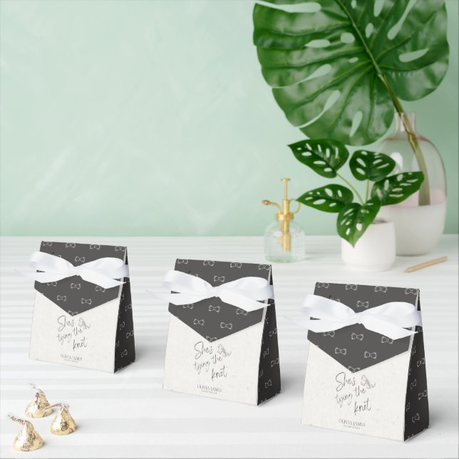 She’s tying the knot bridal shower favor boxes (Multiple)