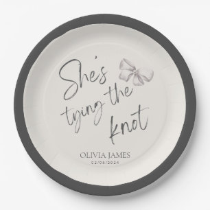 She’s tying the knot bridal shower paper plates