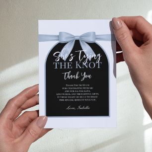 She’s Tying the Knot Dusty Blue Palette Bow Thank You Card
