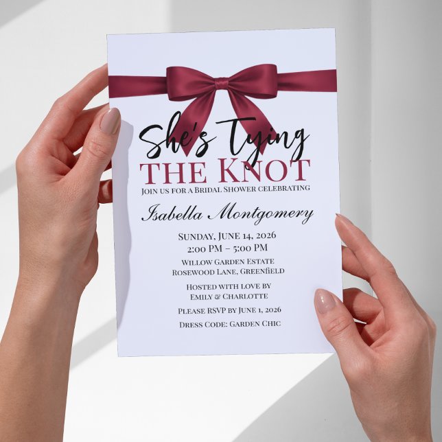 She’s Tying the Knot Theme Burgundy Bow Invitation (She’s Tying the Knot Theme Burgundy Bow Invitation
)