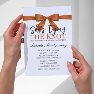 She’s Tying the Knot Theme Burnt Orange Bow Invitation