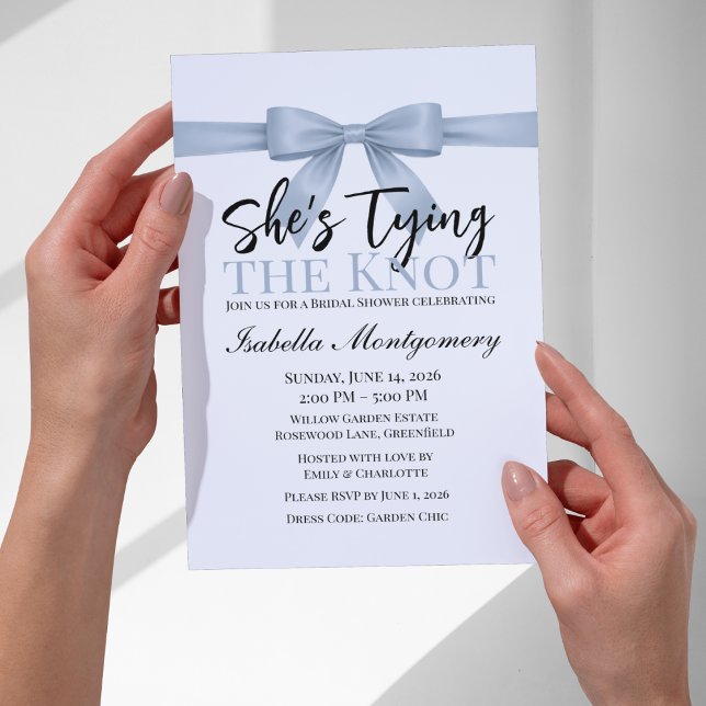 She’s Tying the Knot Theme Dusty Blue Bow Invitation (She’s Tying the Knot Theme Dusty Blue Bow Invitation
)