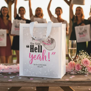 She Said 'Hell Yeah' Cowgirl Hat Engagement ID927 Grocery Bag