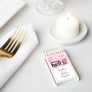 She Said Hell Yeah Pink Western Booth Hat Wedding Matchboxes