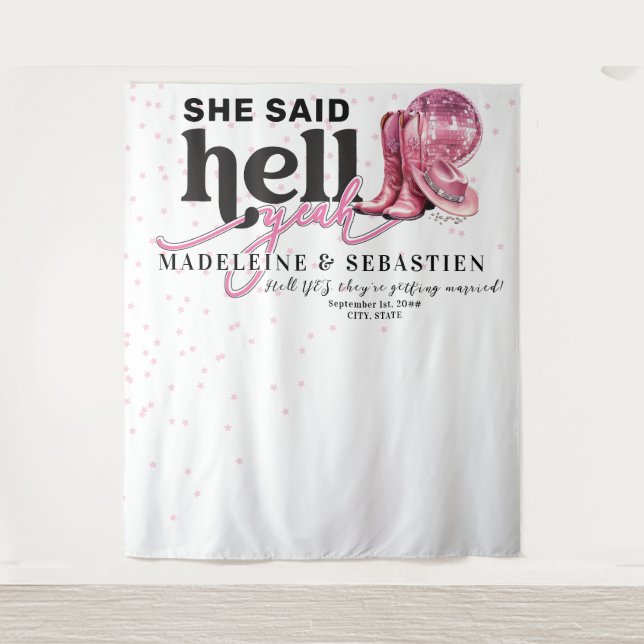 She Said Hell Yeah Western Booth Wedding Backdrop (Front)