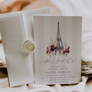 She Said Oui Blush Floral Paris Bridal Shower Invitation