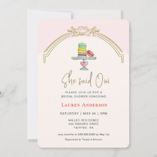 She said Oui Cute Macaroon Parisian    Invitation