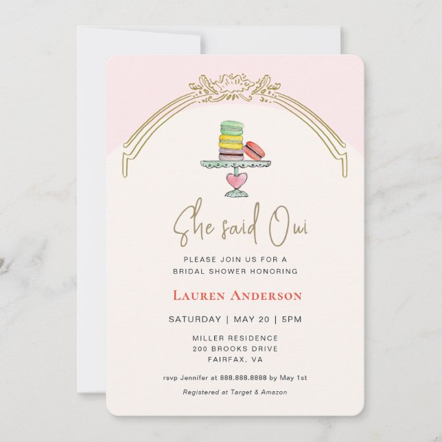 She said Oui Cute Macaroon Parisian    Invitation (Front)