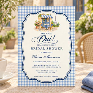 She Said Oui French Gingham Bridal Shower Invitation