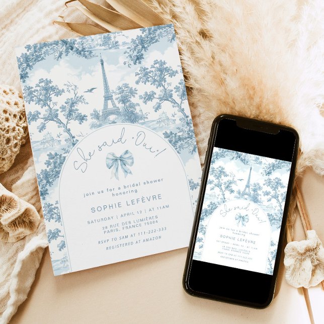 She said Oui French romantic bridal shower Invitation (Creator Uploaded)