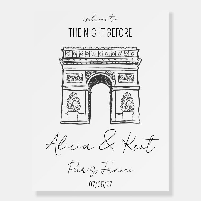 She Said Oui Paris, Arc de Triomphe, Wedding  Foam Board (Front)