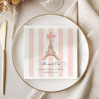 She said Oui Paris Bow Eiffel Tower BRIDAL SHOWER Napkins