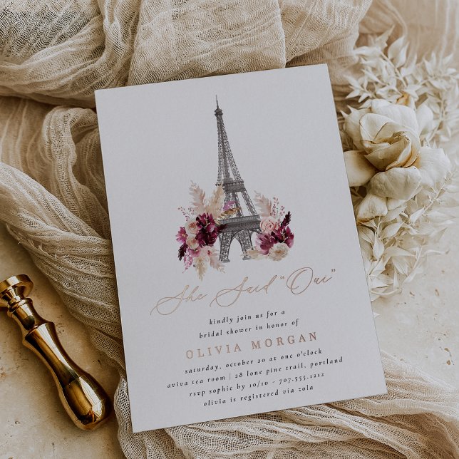 She Said Oui Paris Bridal Shower Foil Invitation (Creator Uploaded)