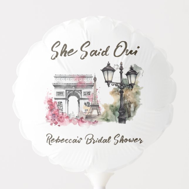 She Said Oui Paris Bridal Shower Parisian Brunch Balloon (Front)
