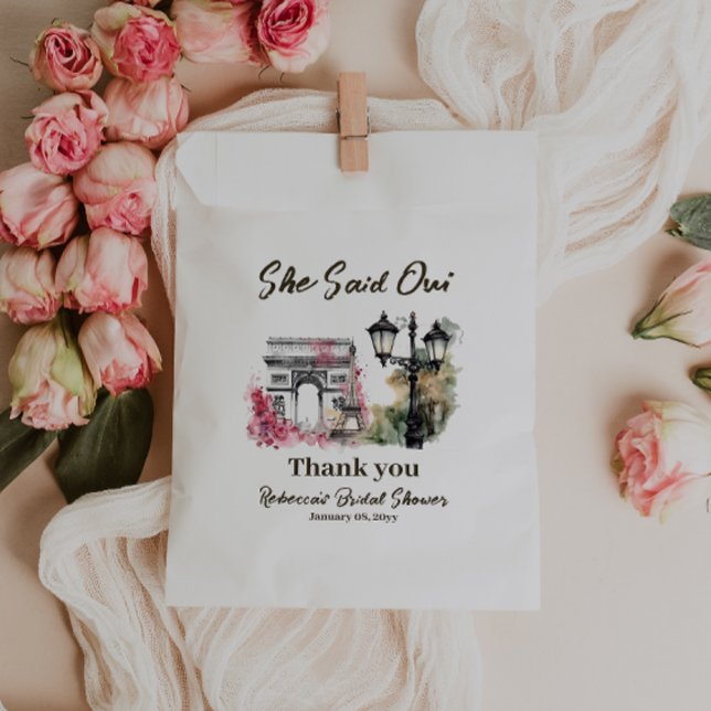 She Said Oui Paris Bridal Shower Parisian Brunch Favor Bag (Creator Uploaded)