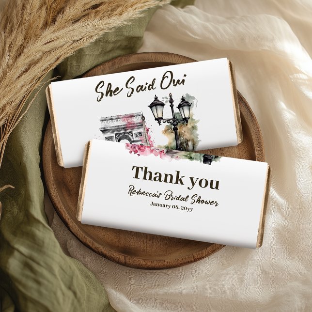 She Said Oui Paris Bridal Shower Parisian Brunch Hershey Bar Favors (Creator Uploaded)