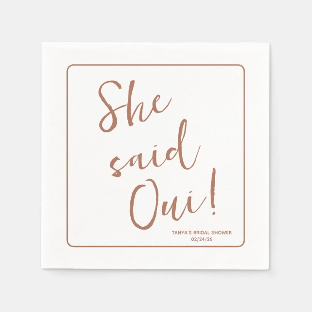 She Said Oui!  Paris, France Themed Bridal Shower Napkins (Front)