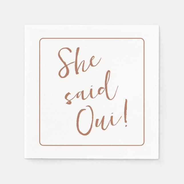 She Said Oui!  Paris, France Themed Bridal Shower Napkins (Front)