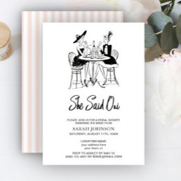 She Said Oui Paris Pink & Black Bridal Shower Invitation