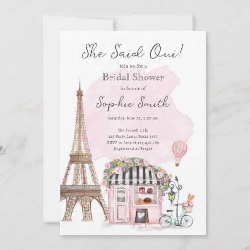 She Said Oui Parisian French Bridal Shower Invitation Zazzle