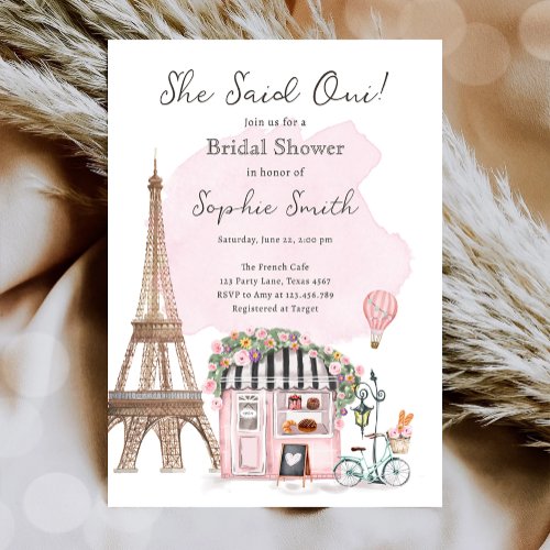 She Said Oui Parisian French Bridal Shower Invitation
