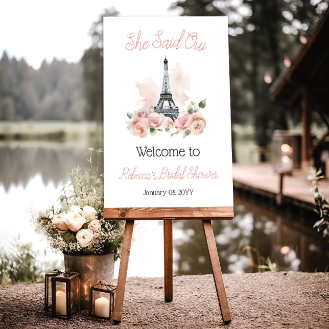 She Said Oui Parisian Pink Floral Bridal Shower Foam Board (Creator Uploaded)