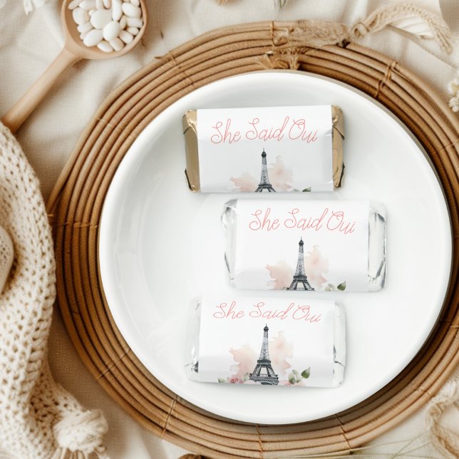 She Said Oui Parisian Pink Floral Bridal Shower Hershey's Miniatures (Creator Uploaded)