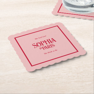 She Said Oui! The Bride To Be In Paris Party Paper Coaster
