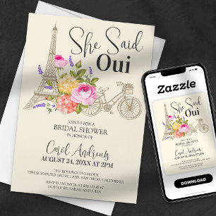 She Said Oui! Watercolor Floral Bridal Shower Invitation