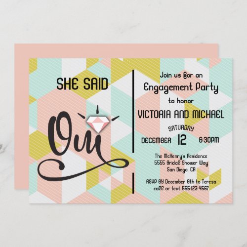 She said Oui yes modern engagement party Invitation