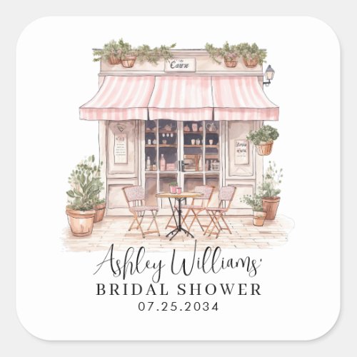 She Said Oui Yes Paris French Cafe Bridal Shower Square Sticker