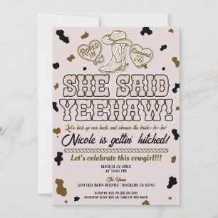 She Said Yeehaw Pink Country Cow Bridal Shower Invitation