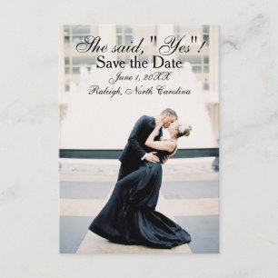 She Said "Yes" - 3x5 Save the Date Announcement