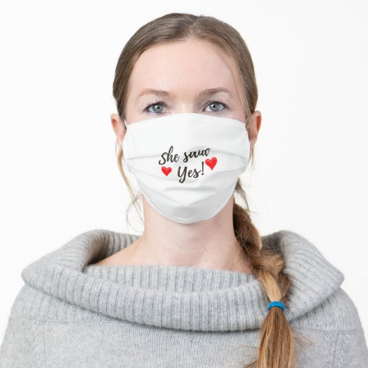 She Said Yes! Adult Cloth Face Mask (Worn)