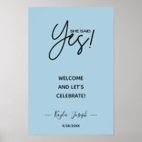 She Said Yes banner Soft Blue Engagement Welcome